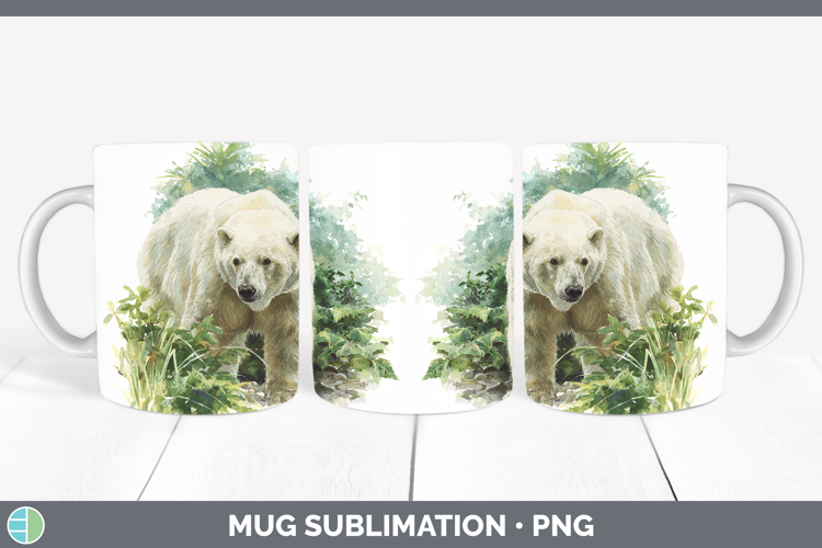 Polar Bear Safari Botanicals Mug Wrap Sublimation Design