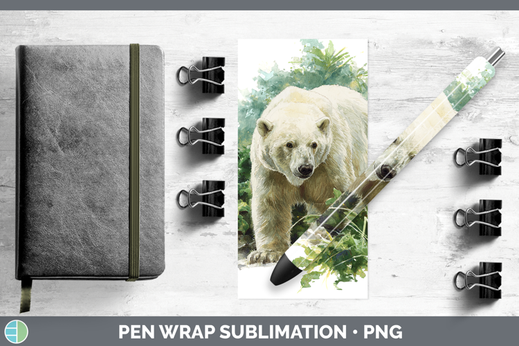 Polar Bear Safari Botanicals Pen Wrap Sublimation Design