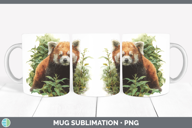 Red Panda Safari Botanicals Mug Wrap Sublimation Design