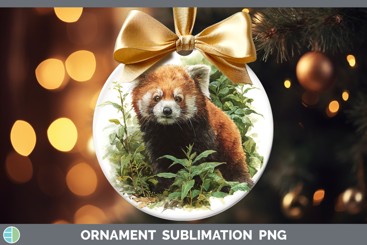 Red Panda Safari Botanicals Ornament Sublimation Design