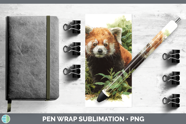 Red Panda Safari Botanicals Pen Wrap Sublimation Design