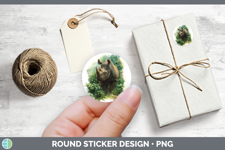 Rhino Safari Botanicals Stickers Design