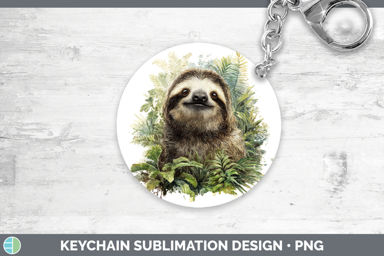Sloth Safari Botanicals Keychain Sublimation Design