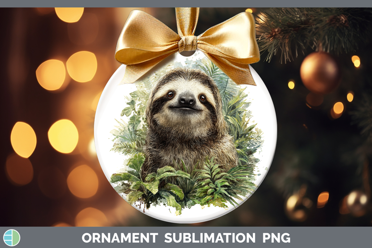 Sloth Safari Botanicals Ornament Sublimation Design