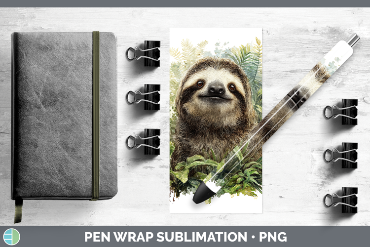 Sloth Safari Botanicals Pen Wrap Sublimation Design