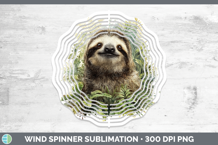 Sloth Safari Botanicals Wind Spinner Sublimation Design