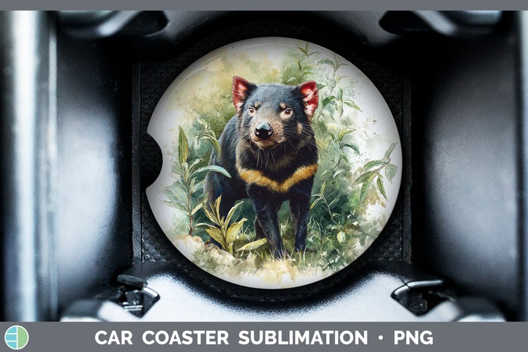 Tasmanian Devil Safari Botanicals Car Coaster Sublimation De