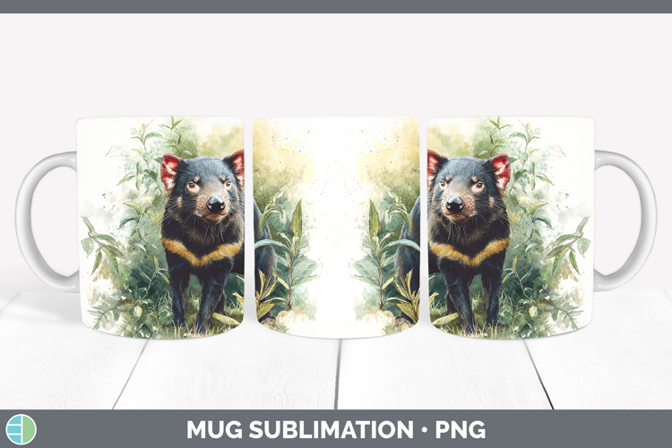 Tasmanian Devil Safari Botanicals Mug Wrap Sublimation Desig