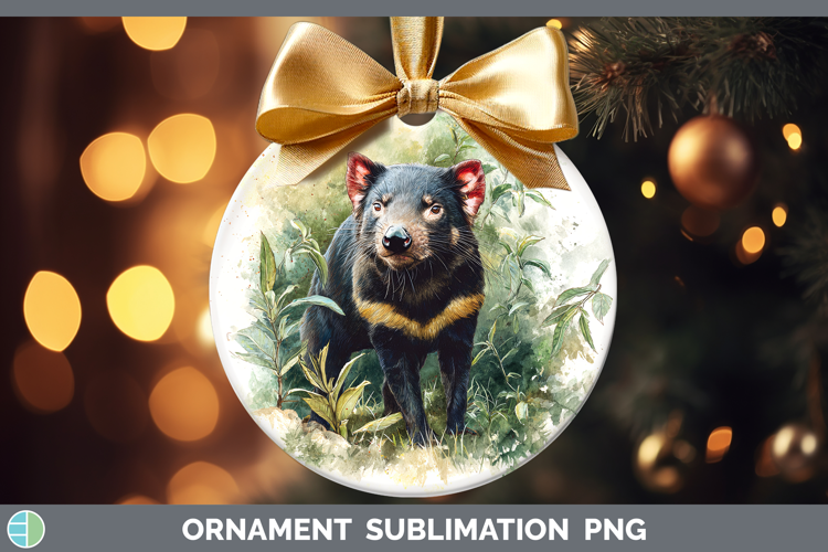 Tasmanian Devil Safari Botanicals Ornament Sublimation Desig