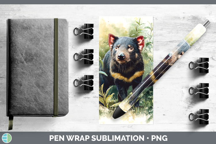 Tasmanian Devil Safari Botanicals Pen Wrap Sublimation Desig