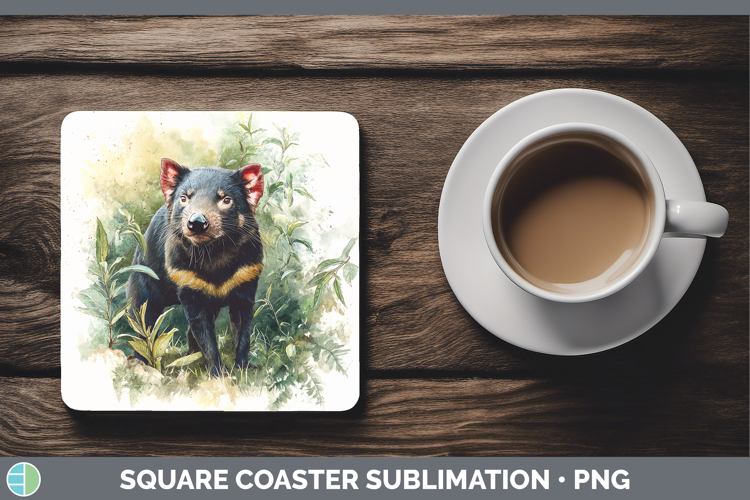Tasmanian Devil Safari Botanicals Square Coaster Sublimation