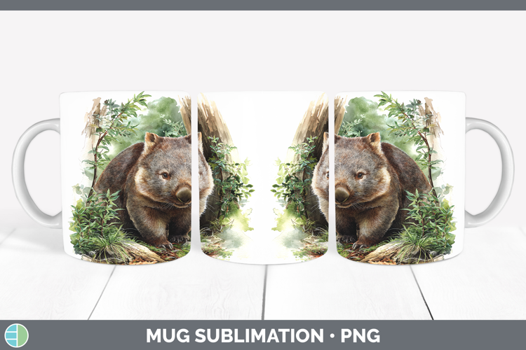 Wombat Safari Botanicals Mug Wrap Sublimation Design