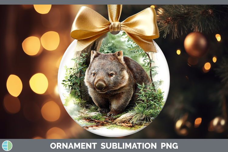 Wombat Safari Botanicals Ornament Sublimation Design