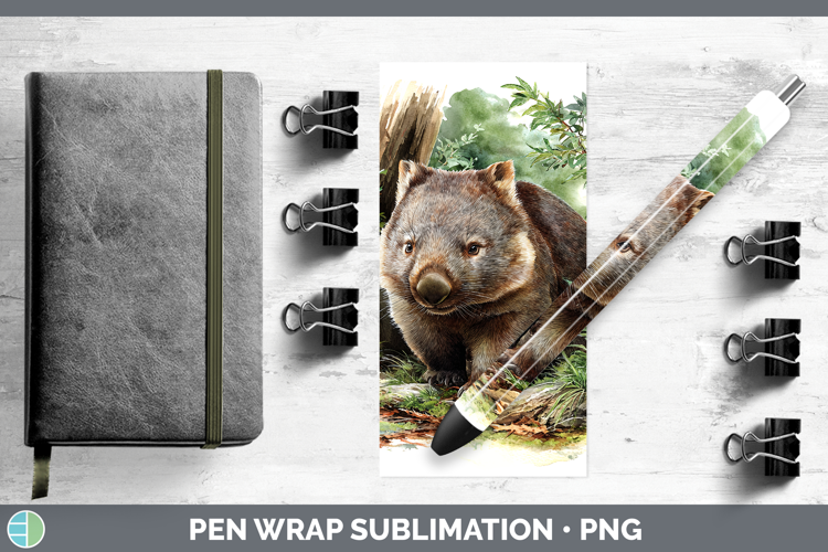 Wombat Safari Botanicals Pen Wrap Sublimation Design