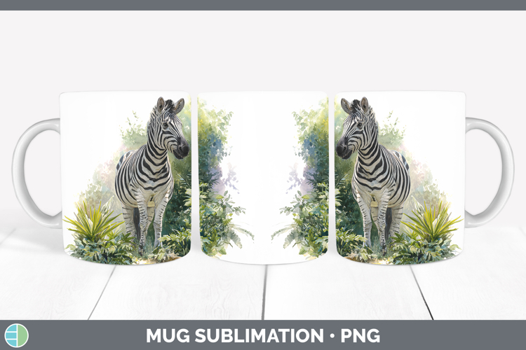 Zebra Safari Botanicals Mug Wrap Sublimation Design