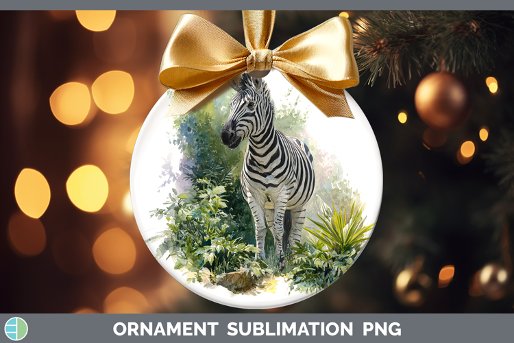 Zebra Safari Botanicals Ornament Sublimation Design