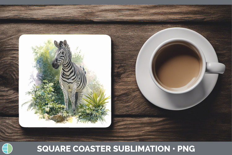 Zebra Safari Botanicals Square Coaster Sublimation Design