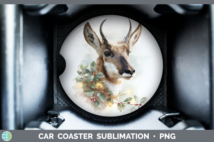 Antelope Safari Christmas Botanicals Car Coaster Sublimation