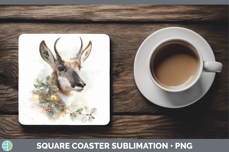 Antelope Safari Christmas Botanicals Square Coaster Sublimat