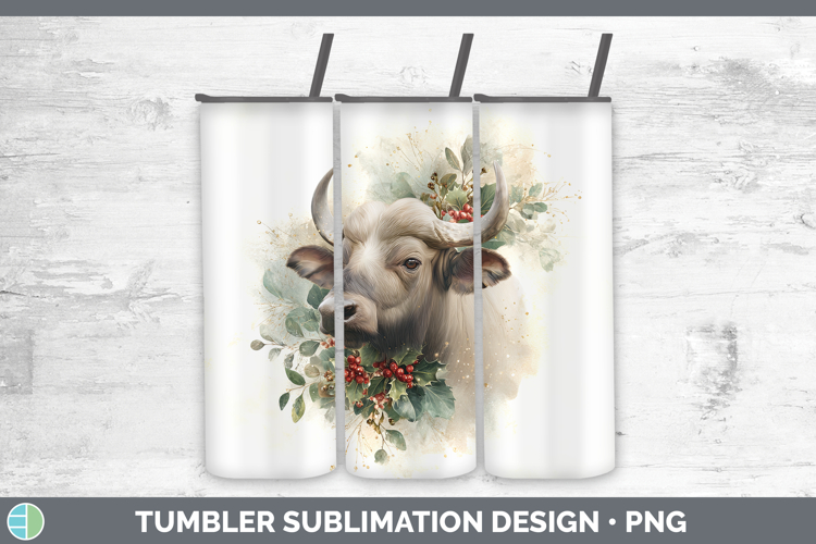 Buffalo Safari Christmas Botanicals Tumbler Sublimation Desi