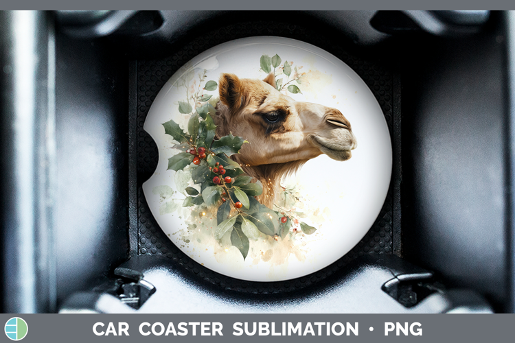 Camel Safari Christmas Botanicals Car Coaster Sublimation De