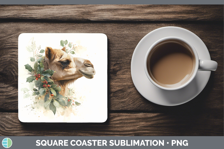 Camel Safari Christmas Botanicals Square Coaster Sublimation