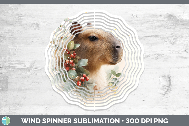 Capybara Safari Christmas Botanicals Wind Spinner Sublimatio