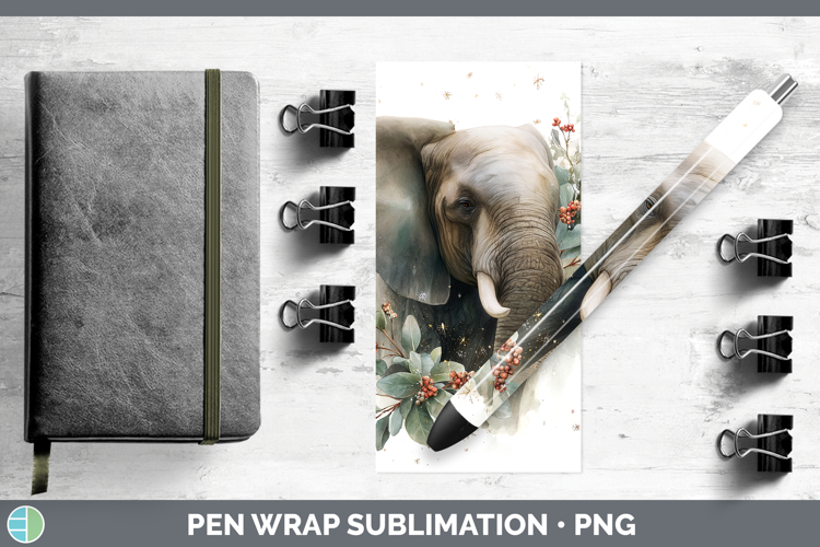 Elephant Safari Christmas Botanicals Pen Wrap Sublimation De