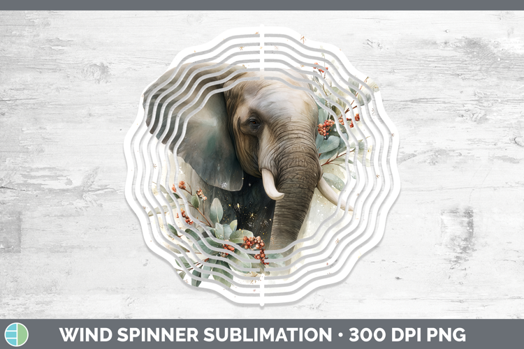 Elephant Safari Christmas Botanicals Wind Spinner Sublimatio