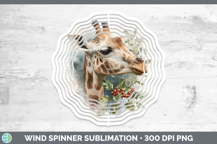 Giraffe Safari Christmas Botanicals Wind Spinner Sublimation
