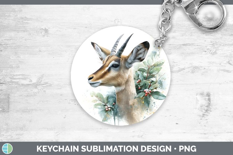 Impala Safari Christmas Botanicals Keychain Sublimation Desi