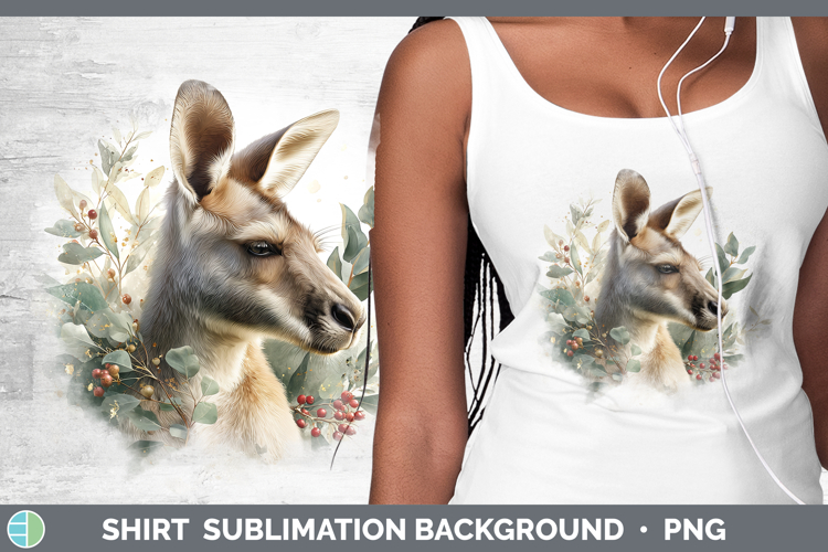 Kangaroo Safari Christmas Botanicals Shirt Sublimation Desig