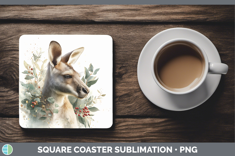 Kangaroo Safari Christmas Botanicals Square Coaster Sublimat