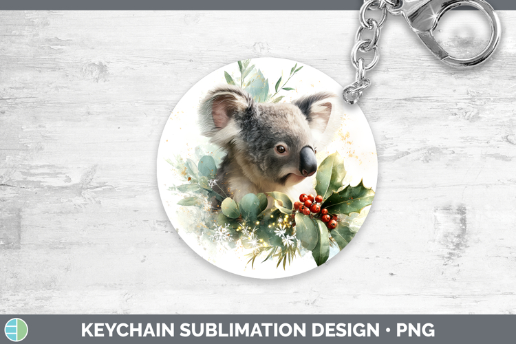 Koala Safari Christmas Botanicals Keychain Sublimation Desig