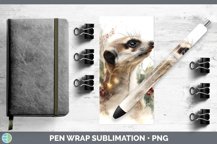 Meerkat Safari Christmas Botanicals Pen Wrap Sublimation Des