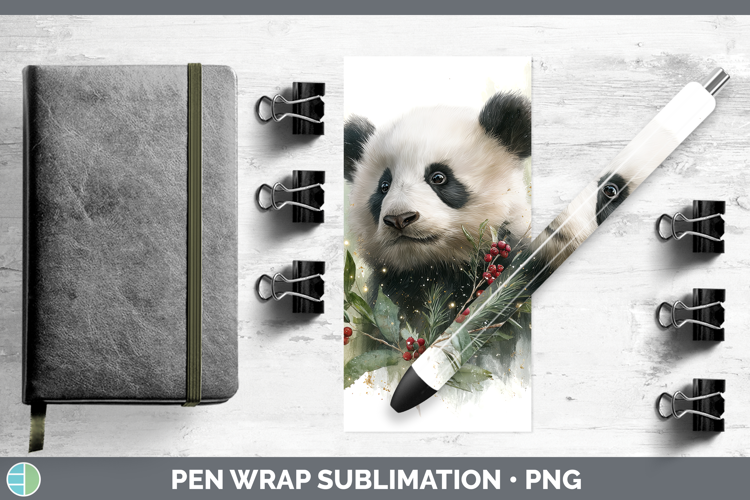 Panda Bear Safari Christmas Botanicals Pen Wrap Sublimation