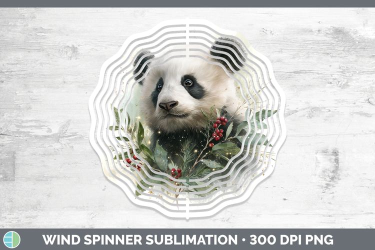 Panda Bear Safari Christmas Botanicals Wind Spinner Sublimat