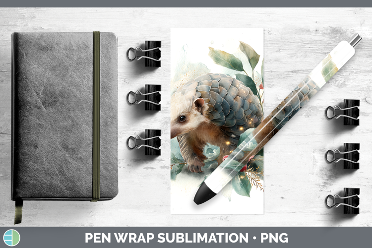 Pangolin Safari Christmas Botanicals Pen Wrap Sublimation De