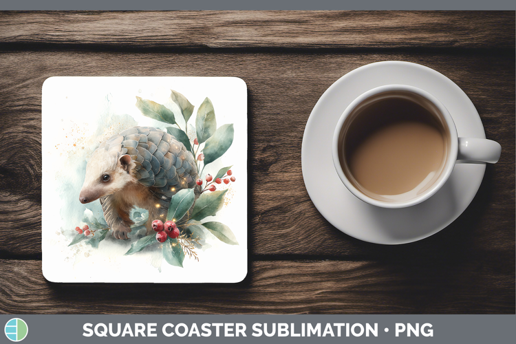 Pangolin Safari Christmas Botanicals Square Coaster Sublimat