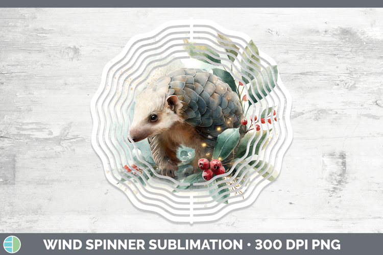 Pangolin Safari Christmas Botanicals Wind Spinner Sublimatio