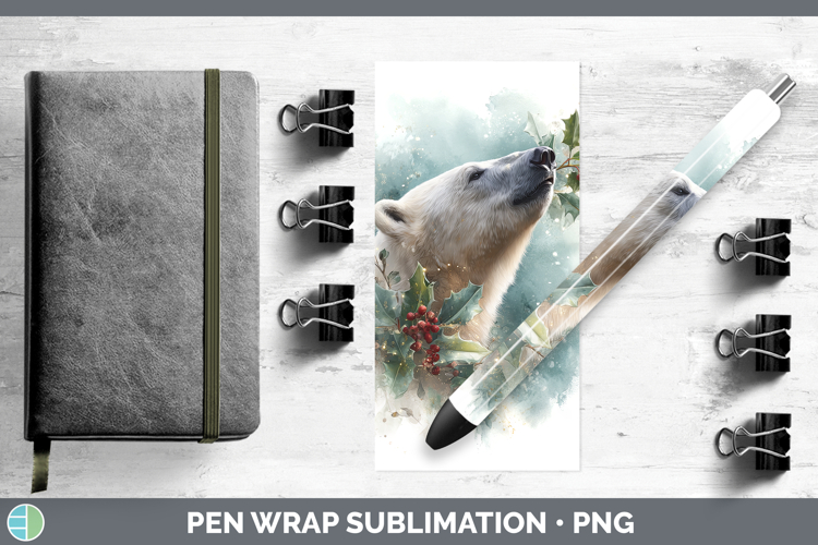 Polar Bear Safari Christmas Botanicals Pen Wrap Sublimation