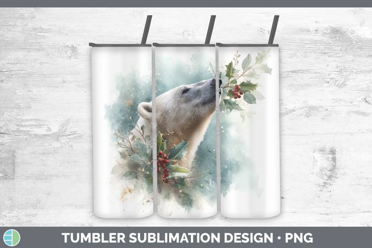 Polar Bear Safari Christmas Botanicals Tumbler Sublimation D
