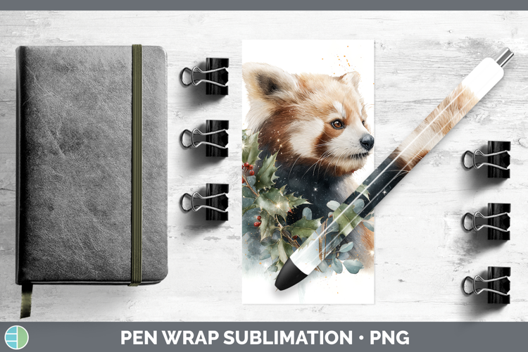 Red Panda Safari Christmas Botanicals Pen Wrap Sublimation D
