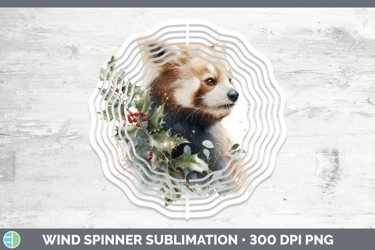 Red Panda Safari Christmas Botanicals Wind Spinner Sublimati