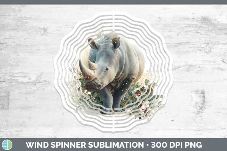 Rhino Safari Christmas Botanicals Wind Spinner Sublimation D