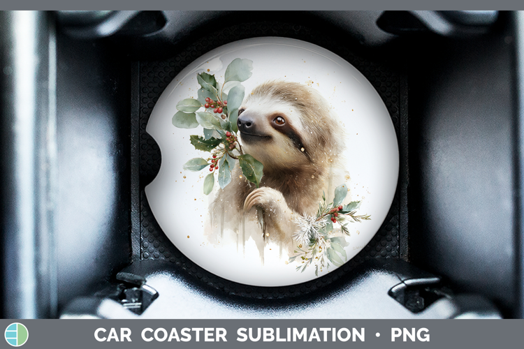 Sloth Safari Christmas Botanicals Car Coaster Sublimation De