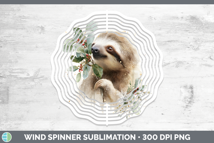 Sloth Safari Christmas Botanicals Wind Spinner Sublimation D