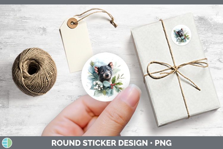 Tasmanian Devil Safari Christmas Botanicals Stickers Design