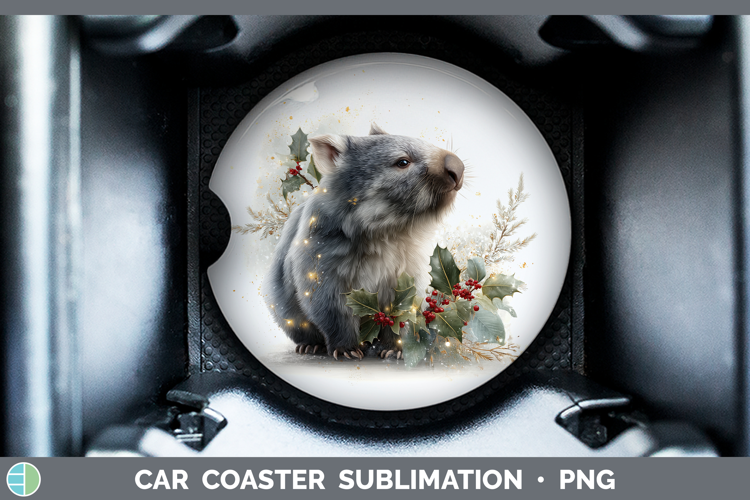 Wombat Safari Christmas Botanicals Car Coaster Sublimation D