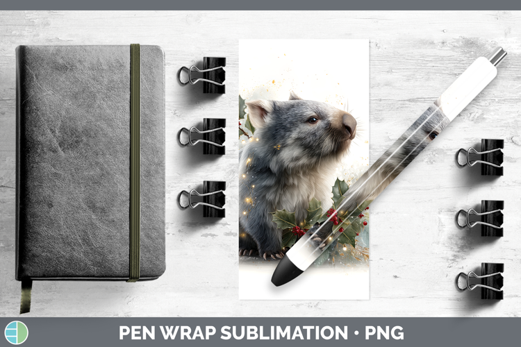 Wombat Safari Christmas Botanicals Pen Wrap Sublimation Desi
